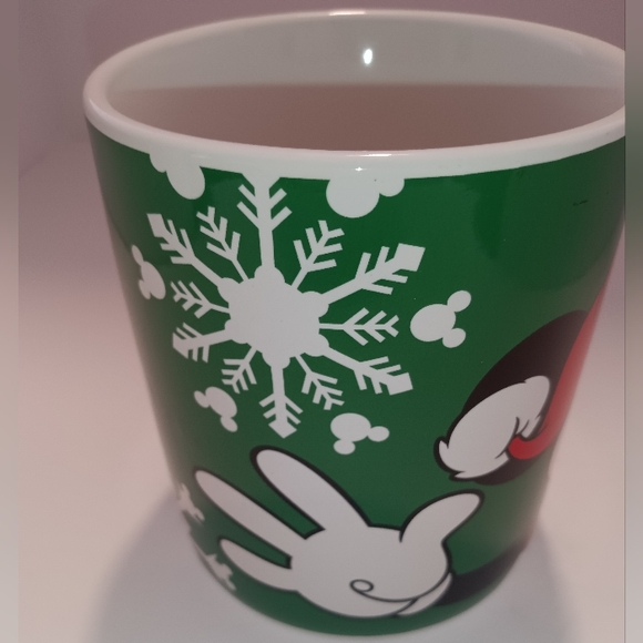Disney Mickey Mouse XL Christmas Green & White Snowflake & Holly Leaf Mug 24 oz. - Picture 7 of 14